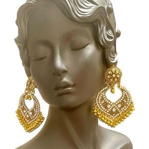 New! Ethnic Gold Earrings Trendy Women Girl Stylish Pakistani Indian Jewellery